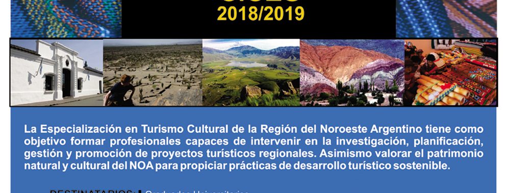 Especialización Turismo. Inscripción 2018