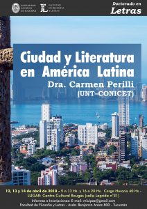 Posgrado dictado por Carmen Perilli  Ciudad y Literatura en América Latina