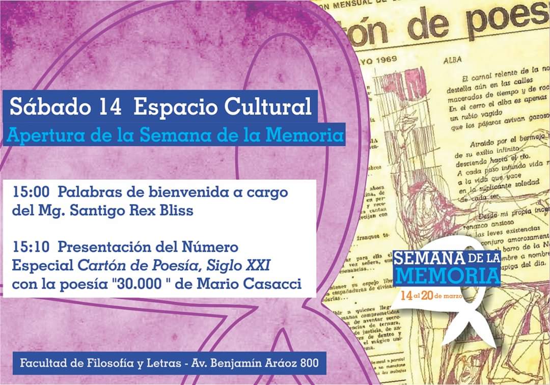 Semana de la Memoria. 2020 – Facultad de Filosofía y Letras – UNT | Tucumán
