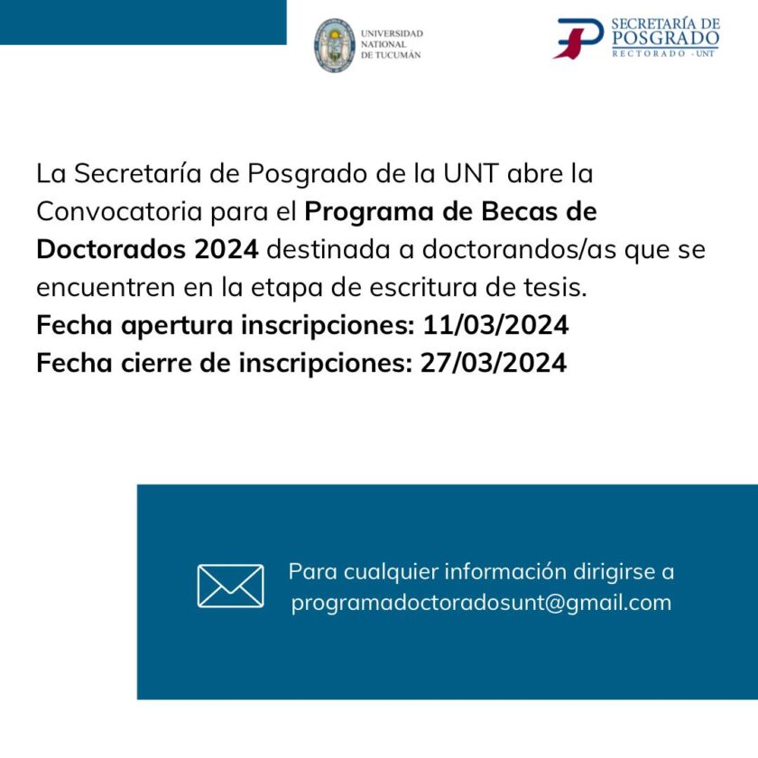 Prórroga Programa de Becas de Doctorados 2024 Sitio Oficial Facultad