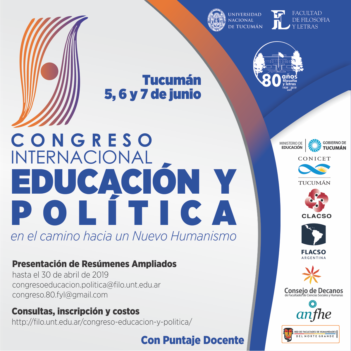 Afiche Congreso Internacional Educación y Política. Junio 2019