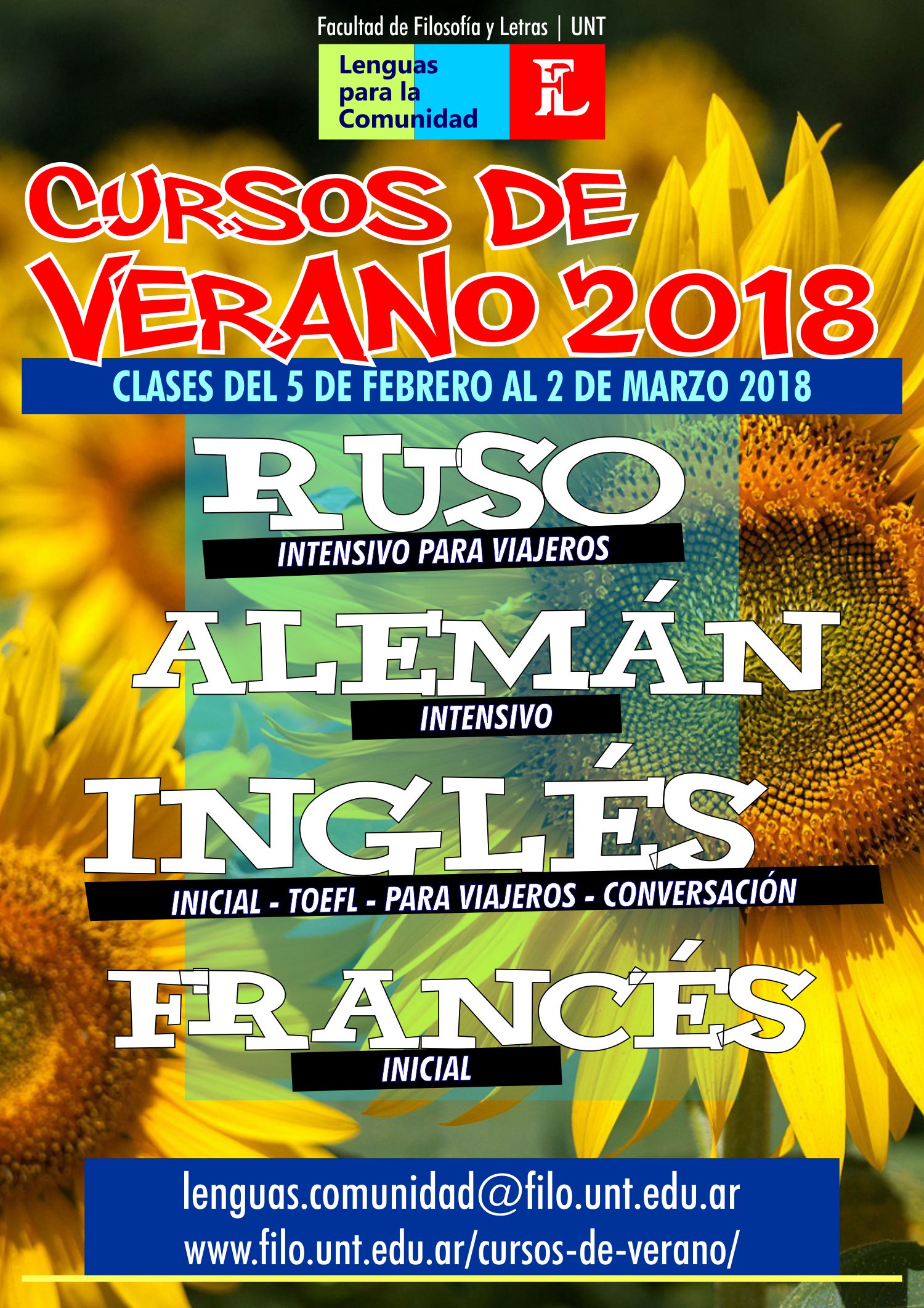 CURSOS DE LENGUAS VERANO 2018 – Facultad de Filosofía y Letras Universidad  Nacional de Tucumán